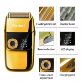 Barbeador Máquina Corpo de Metal Dourado Shaver Acabamento Prova da água Kemei KM-2028