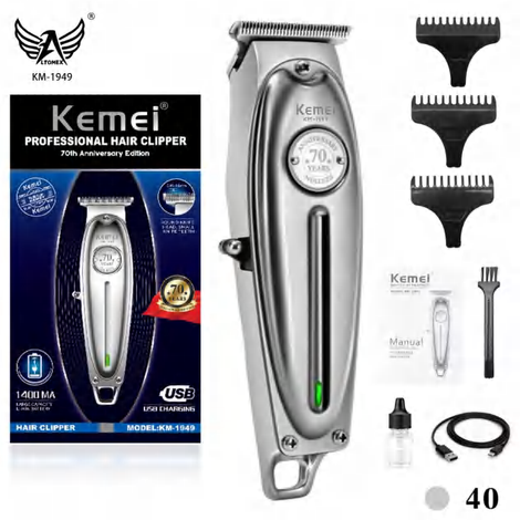 Máquina De Cabelo Acabamento E Barba Profissional Kemei KM-1949