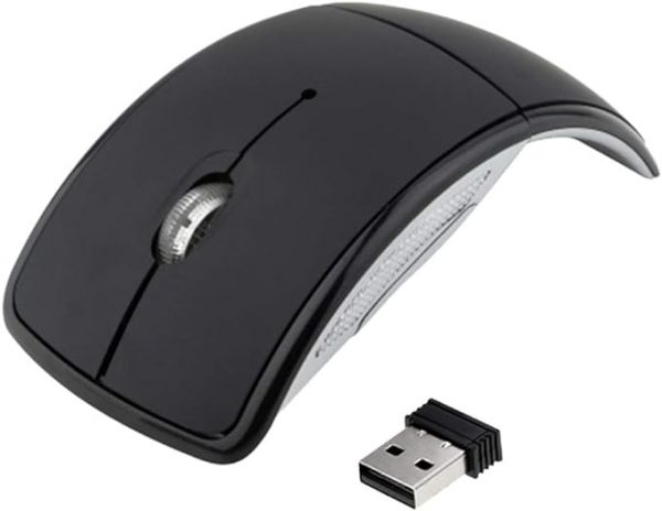 Mouse óptico sem fio de 2,4 GHz da Almencla, mouse sem fio de arco dobrável com receptor USB para la